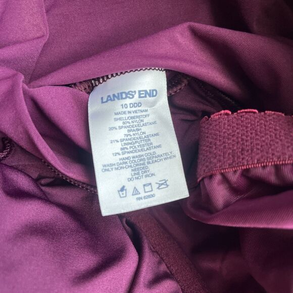 Lands End Swim Dress 10 DDD Purple Slimming Underwire Bra Ruched Drape Front - Picture 3 of 6